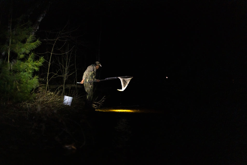 Chris tries out is custom made dip net wearng a CPO in Lynx pattern.