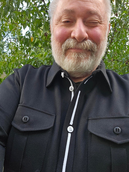 This is a Special-Edition version of WeatherWool’s 100% Wool Whipcord Shirt.  WeatherWool may go into production with the color of the Slot Buttons and Button-Ribbon in sharp contrast to the rest of the Shirt